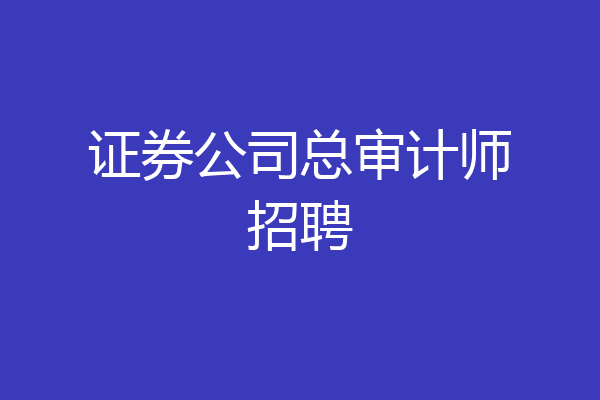 证券公司总审计师招聘