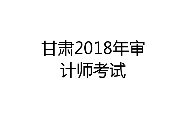 甘肃2018年审计师考试