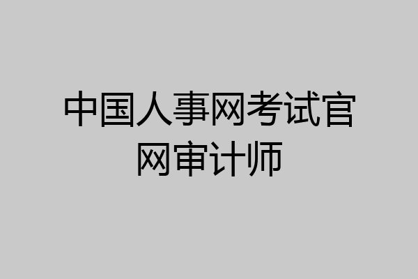 中国人事网考试官网审计师
