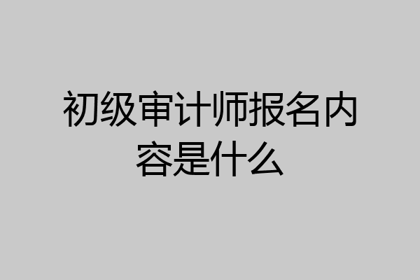 初级审计师报名内容是什么