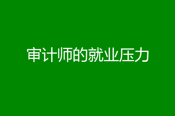审计师的就业压力