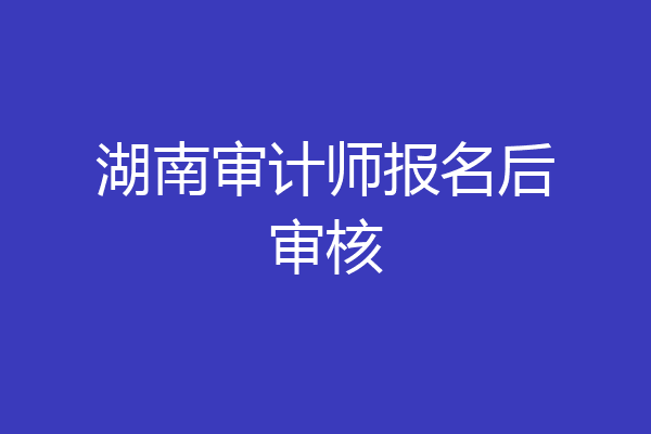 湖南审计师报名后审核