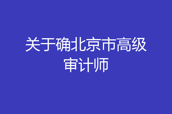 关于确北京市高级审计师