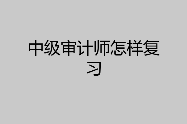 中级审计师怎样复习