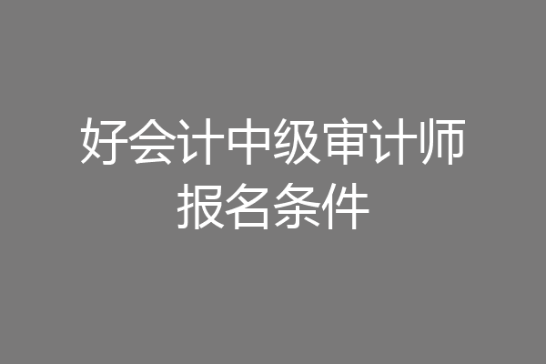 好会计中级审计师报名条件