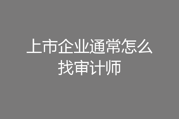 上市企业通常怎么找审计师