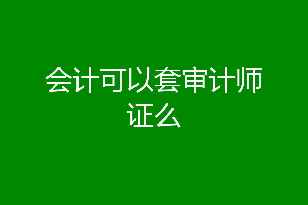 会计可以套审计师证么