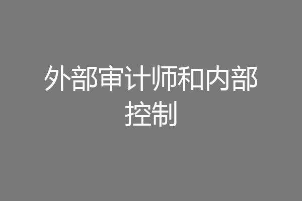 外部审计师和内部控制