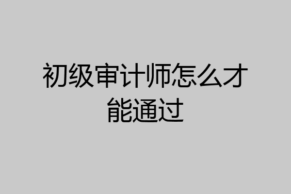 初级审计师怎么才能通过