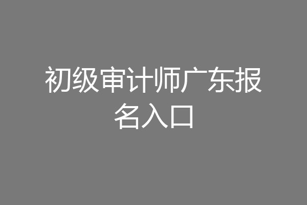 初级审计师广东报名入口