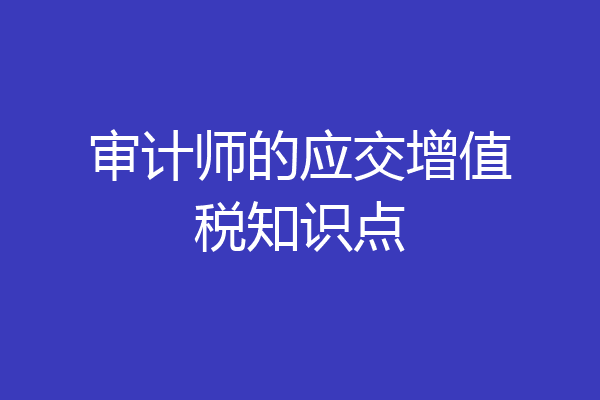 审计师的应交增值税知识点