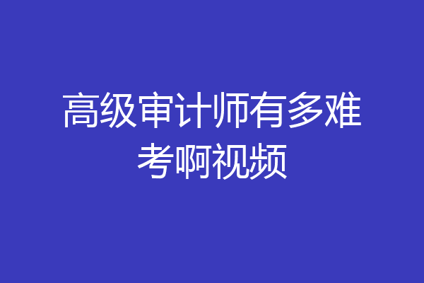 高级审计师有多难考啊视频