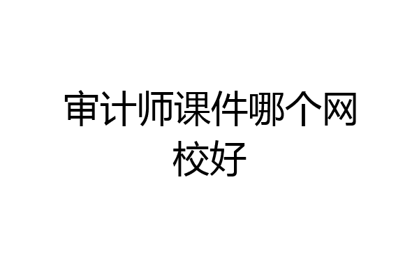 审计师课件哪个网校好