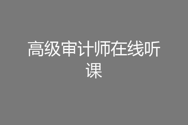 高级审计师在线听课
