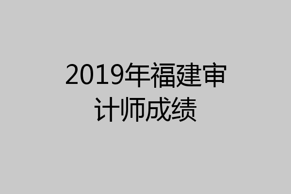 2019年福建审计师成绩