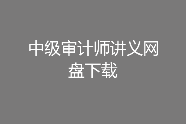 中级审计师讲义网盘下载