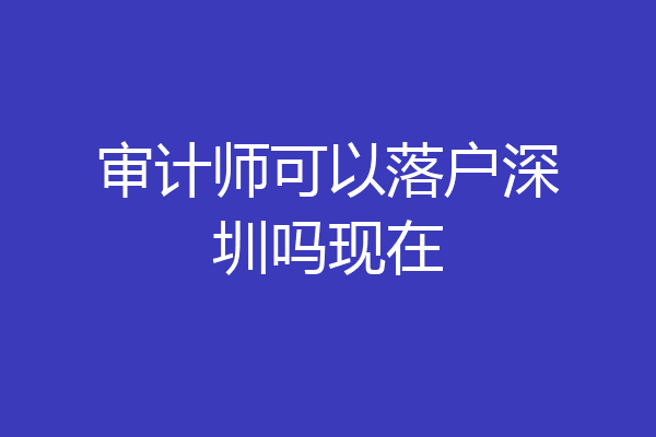 审计师可以落户深圳吗现在
