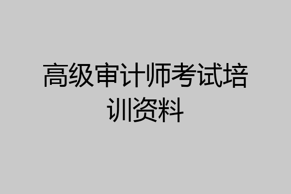 高级审计师考试培训资料