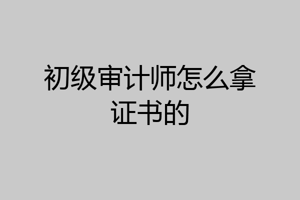 初级审计师怎么拿证书的