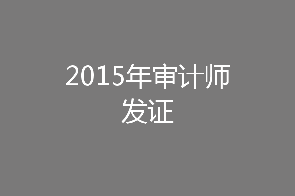 2015年审计师发证