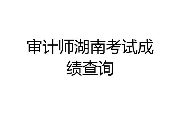 审计师湖南考试成绩查询