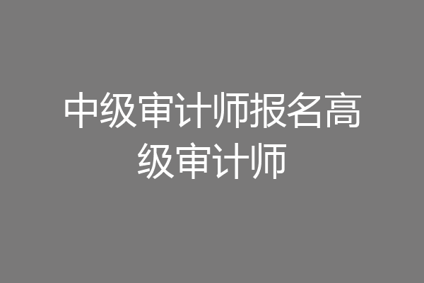 中级审计师报名高级审计师