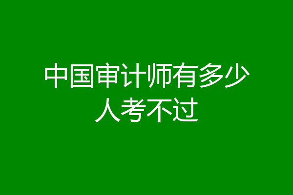 中国审计师有多少人考不过