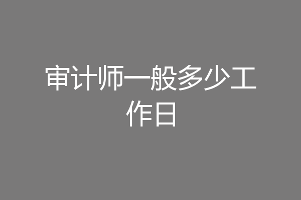 审计师一般多少工作日