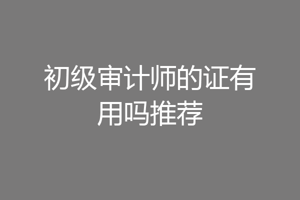 初级审计师的证有用吗推荐