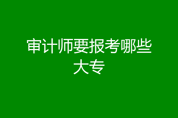 审计师要报考哪些大专