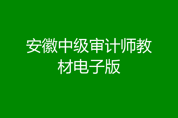 安徽中级审计师教材电子版