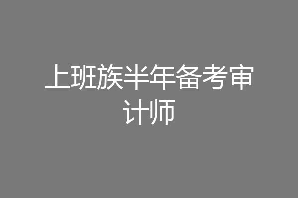上班族半年备考审计师
