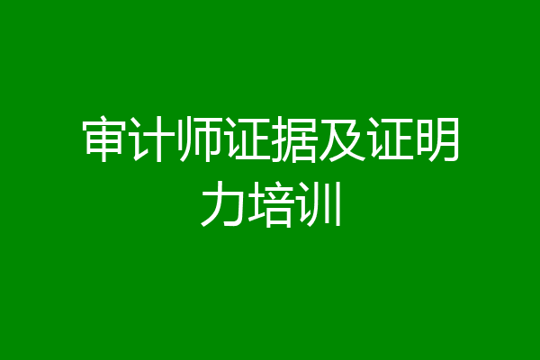 审计师证据及证明力培训