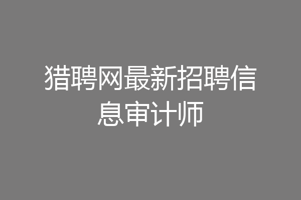 猎聘网最新招聘信息审计师