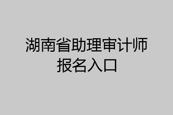 湖南省助理审计师报名入口