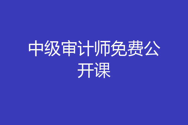中级审计师免费公开课