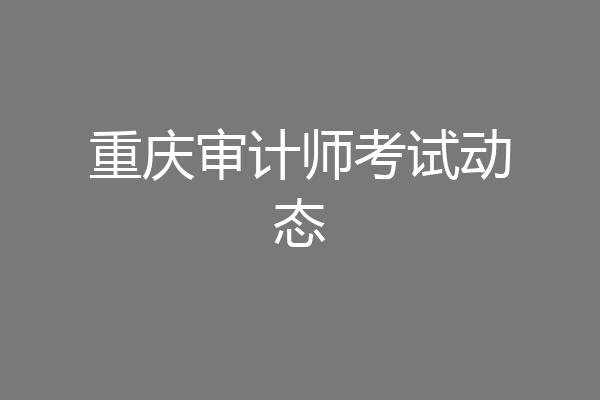 重庆审计师考试动态