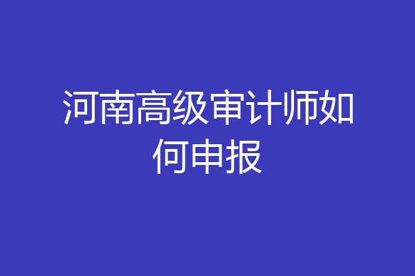 河南高级审计师如何申报