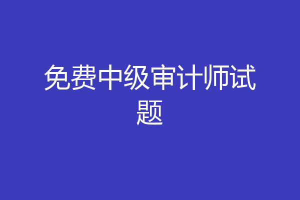 免费中级审计师试题
