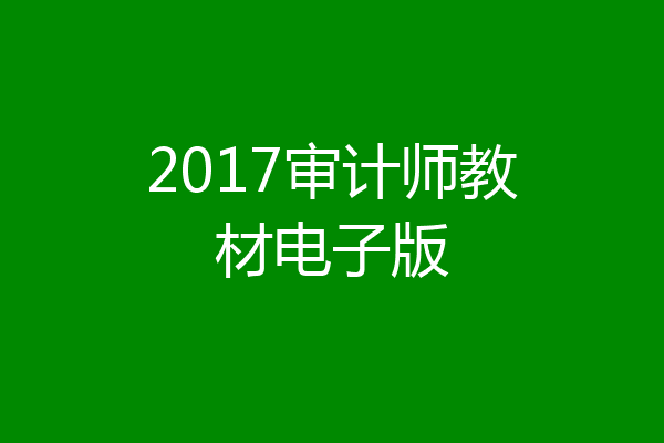 2017审计师教材电子版