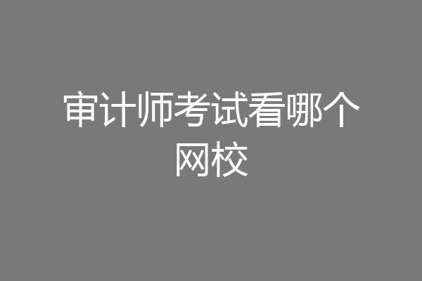 审计师考试看哪个网校