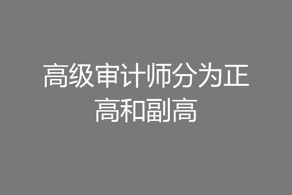 高级审计师分为正高和副高