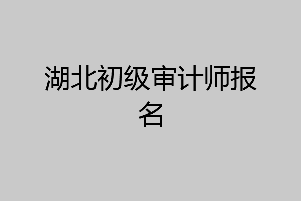 湖北初级审计师报名