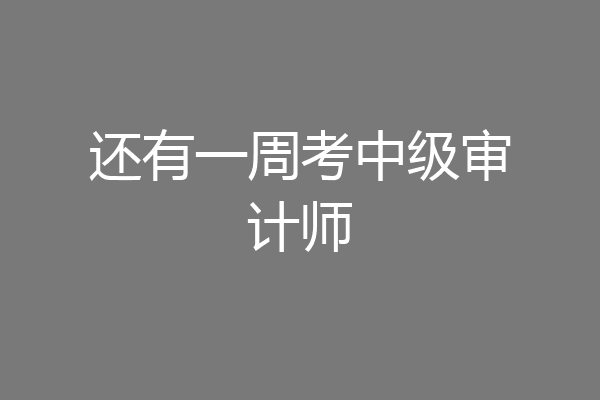 还有一周考中级审计师