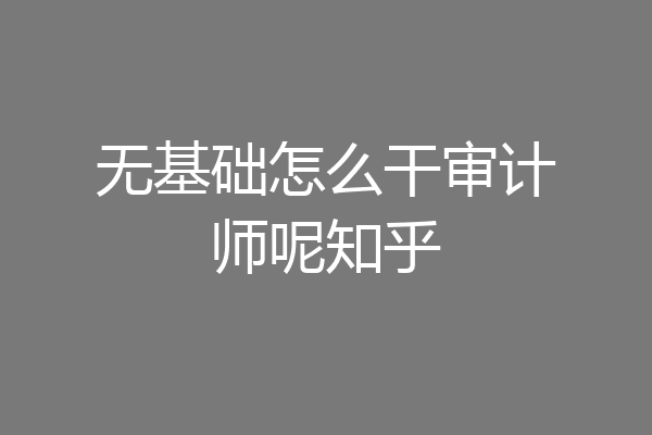 无基础怎么干审计师呢知乎