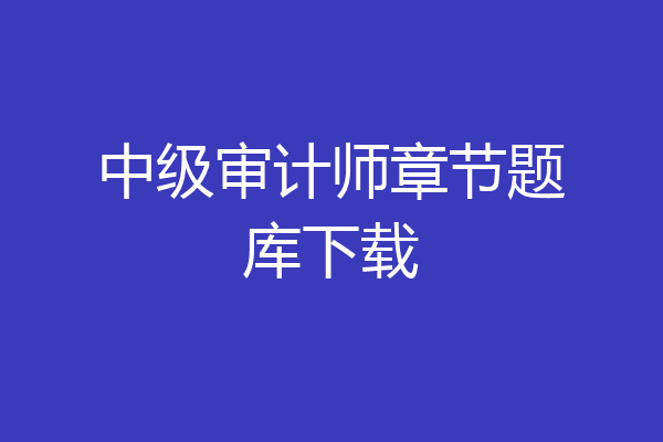 中级审计师章节题库下载