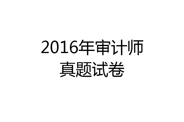 2016年审计师真题试卷
