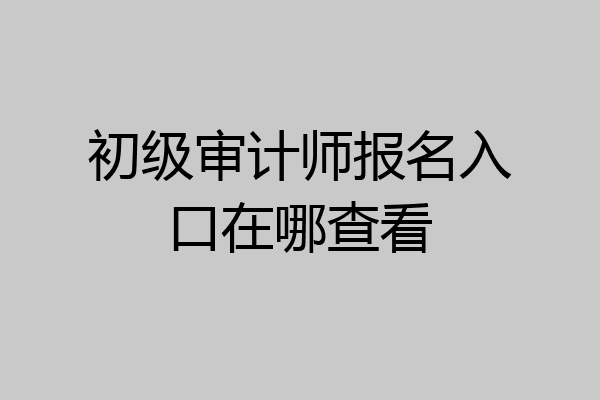 初级审计师报名入口在哪查看