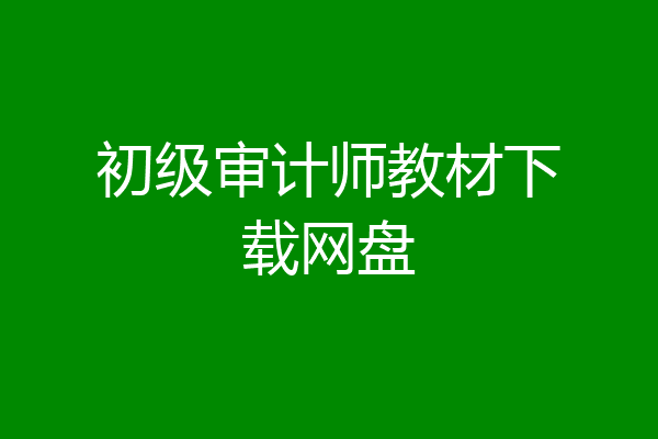 初级审计师教材下载网盘