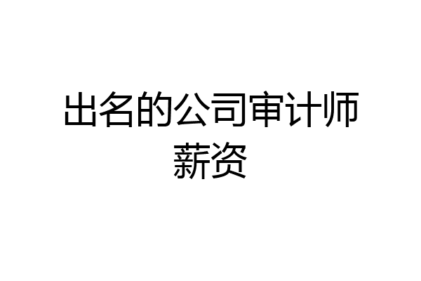 出名的公司审计师薪资
